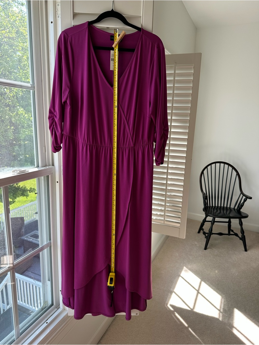Lane Bryant Magenta Faux-Wrap High-Low Midi Dress - Picture 5 of 15